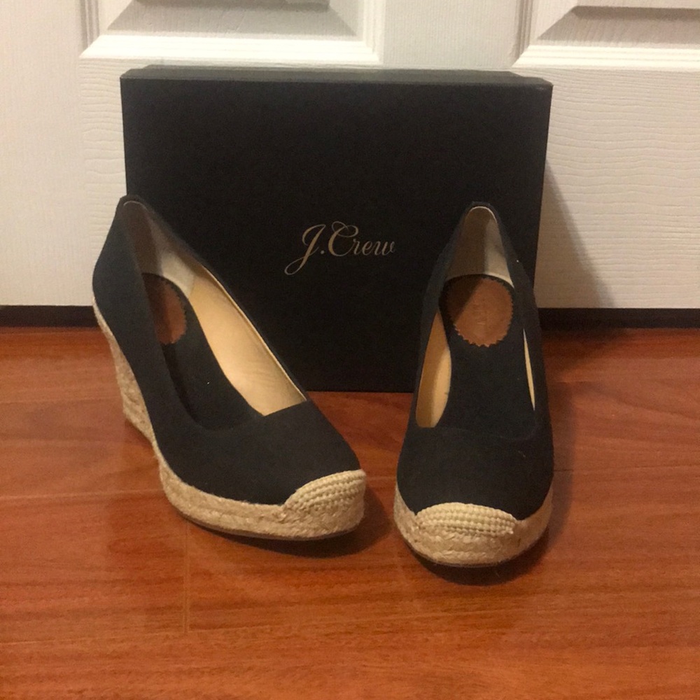 Black J Crew Espadrille Wedges